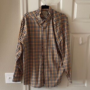 L.L. Bean Men's Plaid Shirt - Brown and Orange and Yellow